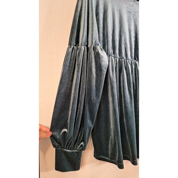 GiGiO USA Velvet Oversized Mock Neck Peplum Tunic Top Women's Sz M Boho Western - Picture 10 of 12